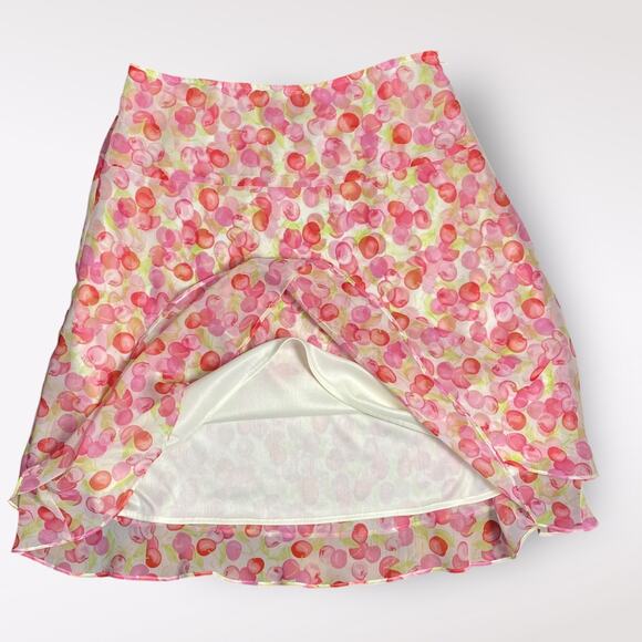Pierre Cardin Y2K Cherry Print Lined Midi Skirt Womens Size 6P Multicolor - Picture 8 of 8